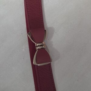 Women’s Bow Accent Leather Belt - Red